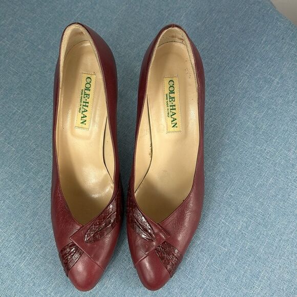 Cole Haan Burgundy Leather Pumps Size 9 B - Picture 4 of 9